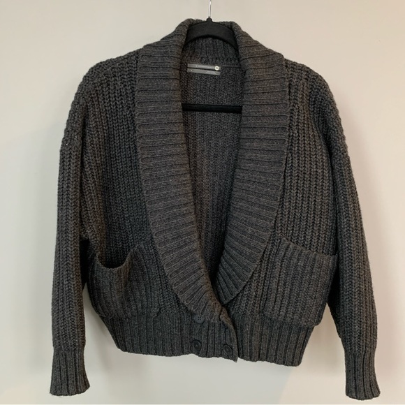 Anthropologie Dark Gray Wool Blend Cardigan Size S - Picture 1 of 7